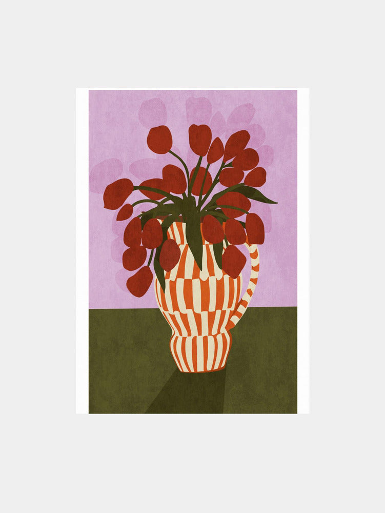 Bold Tulips in Vase Art Print