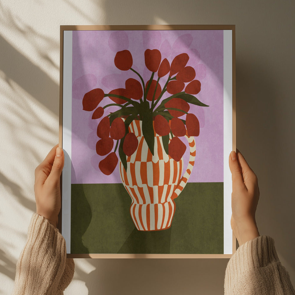 Bold Tulips in Vase Art Print