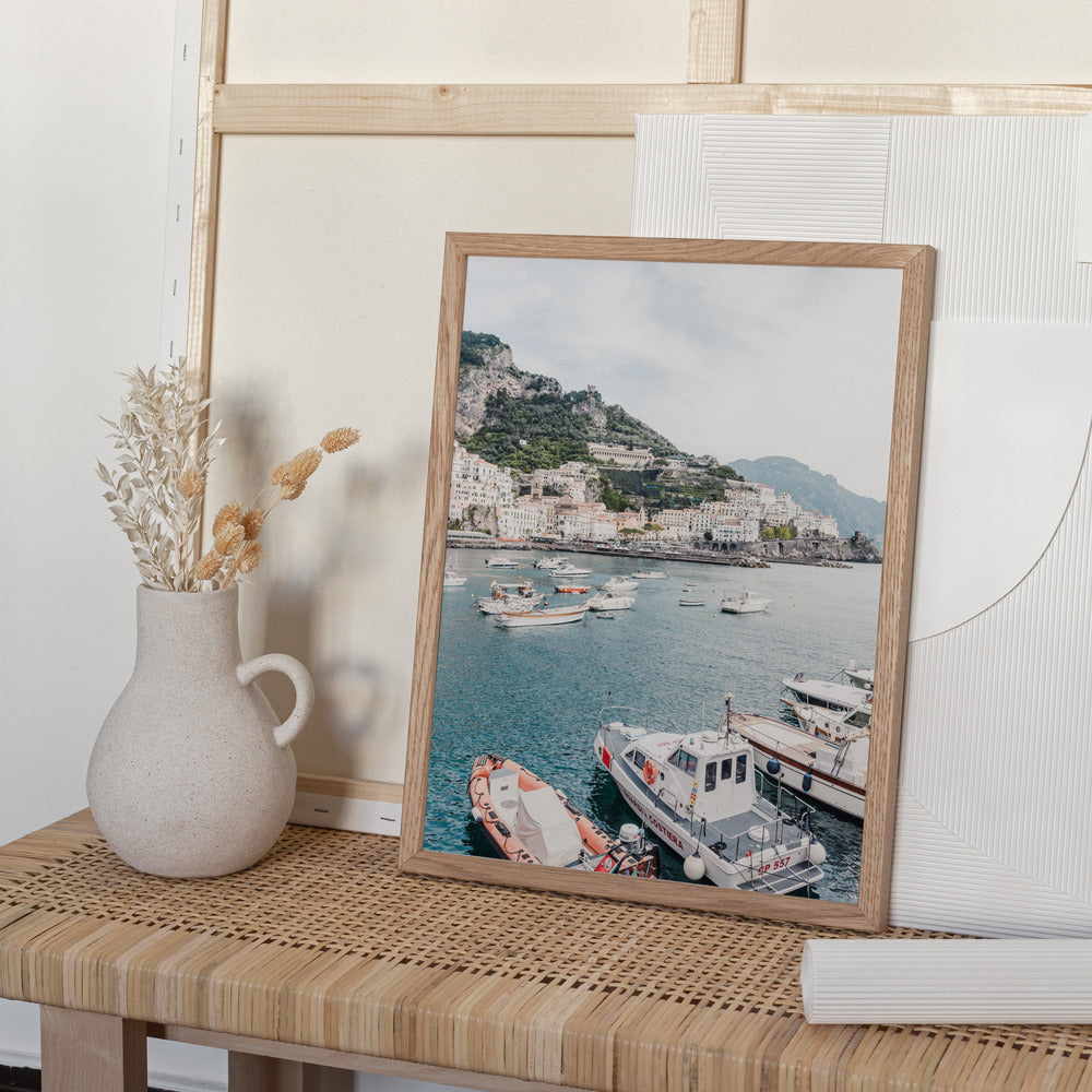 Amalfi coast with boats Art Print