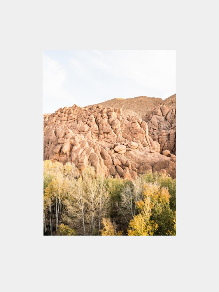 Autumn at Monkey Fingers, rocks in the Dadès Gorge in Morocco Art Print