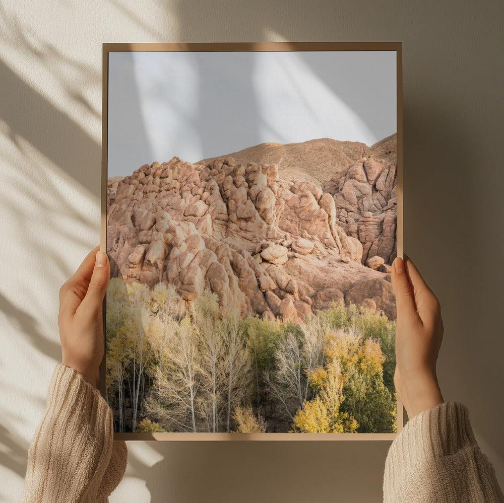 Autumn at Monkey Fingers, rocks in the Dadès Gorge in Morocco Art Print
