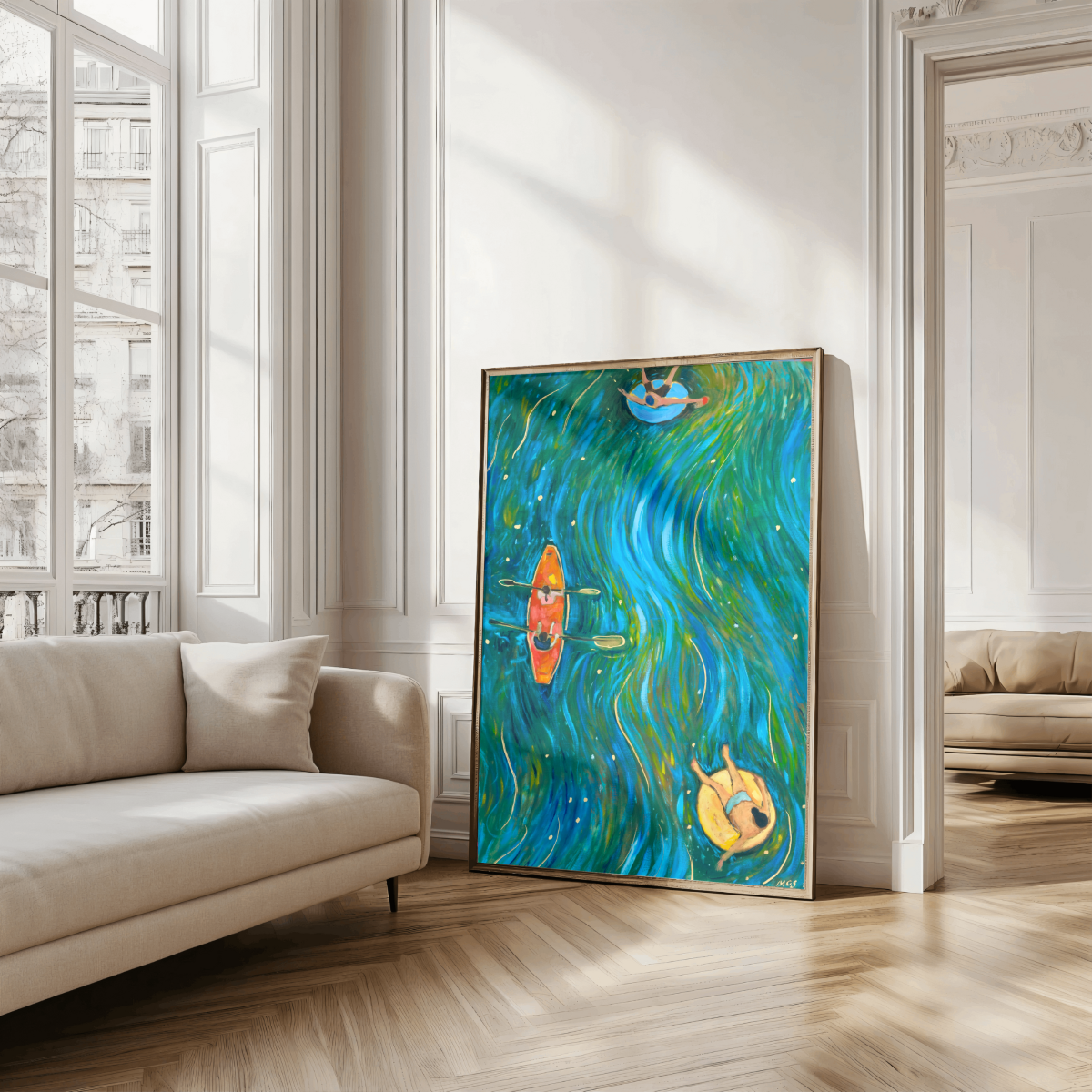 River Tubing Art Print