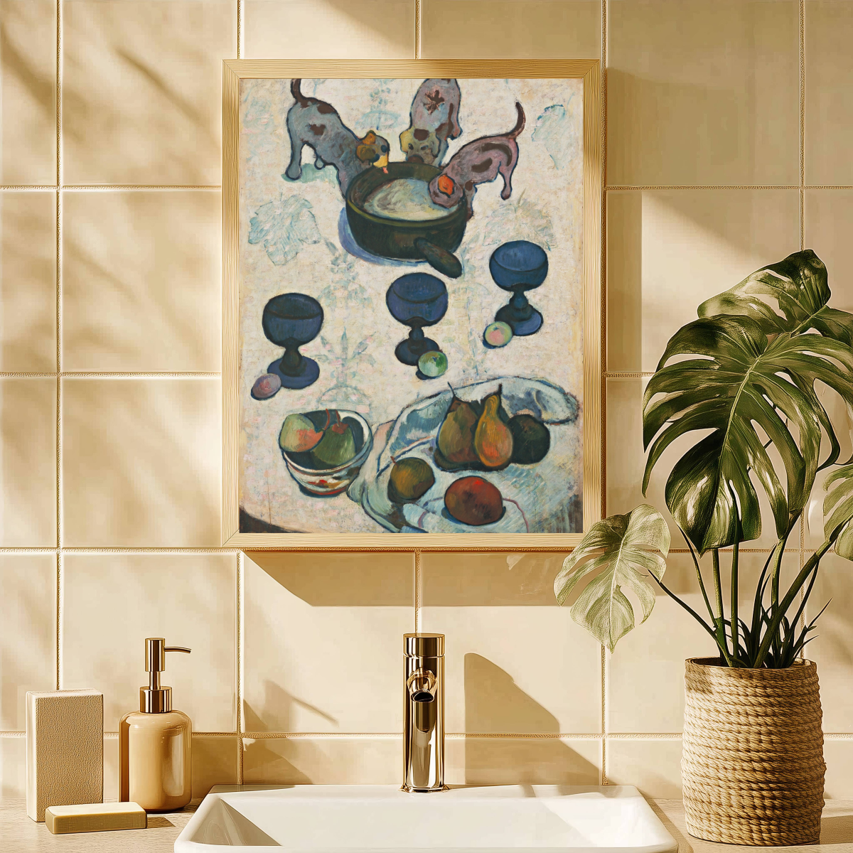 Paul Gauguin: "Still Life with Three Puppies (1888)" Art Print
