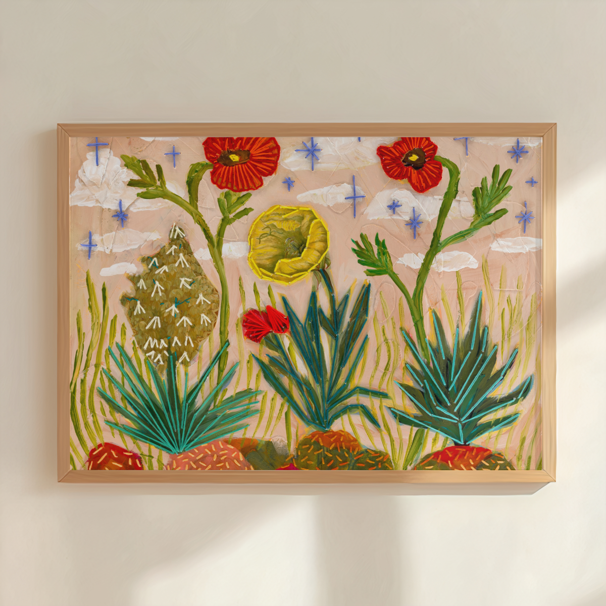 Embroidered Poppies Art Print