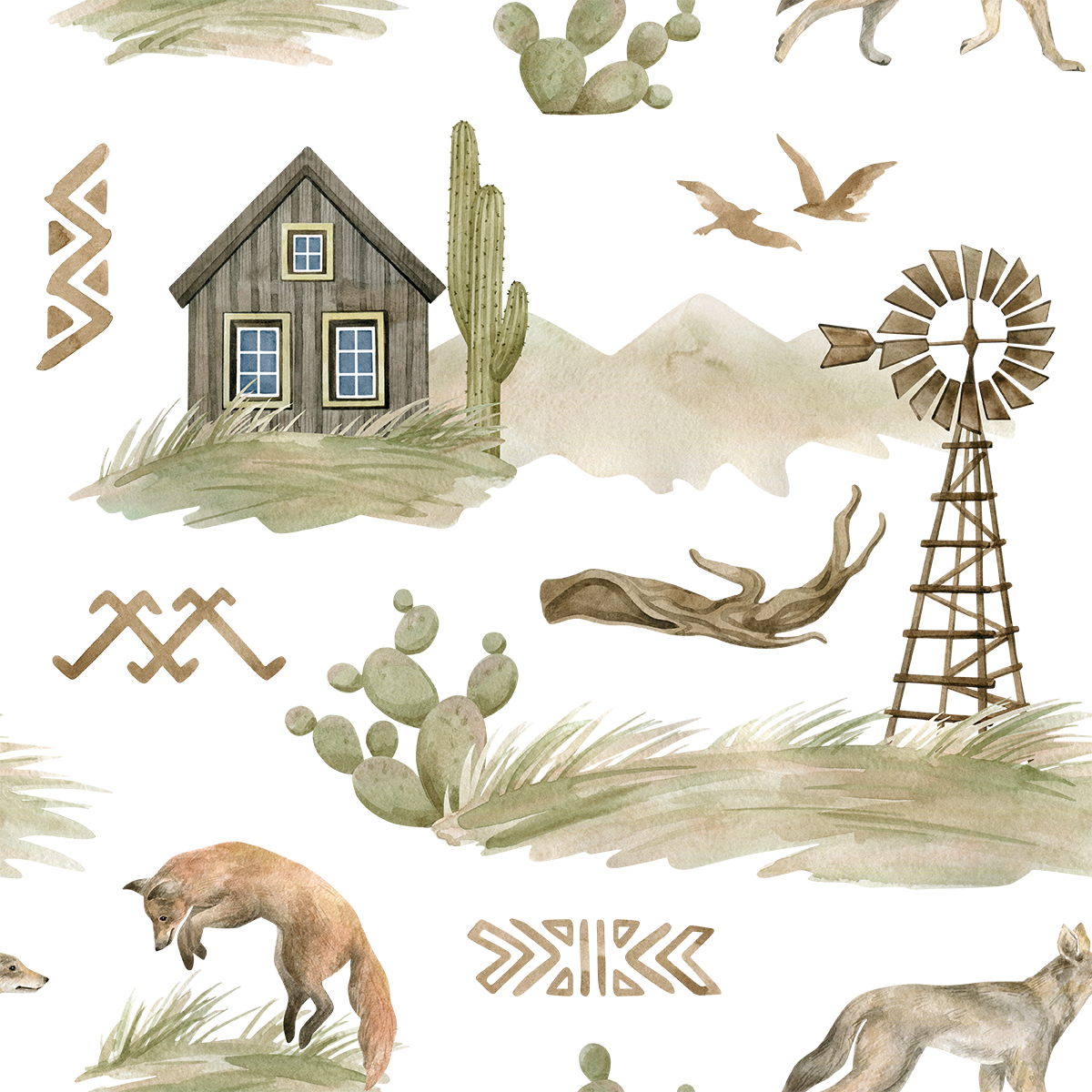 Prairies with windmills Wallpaper