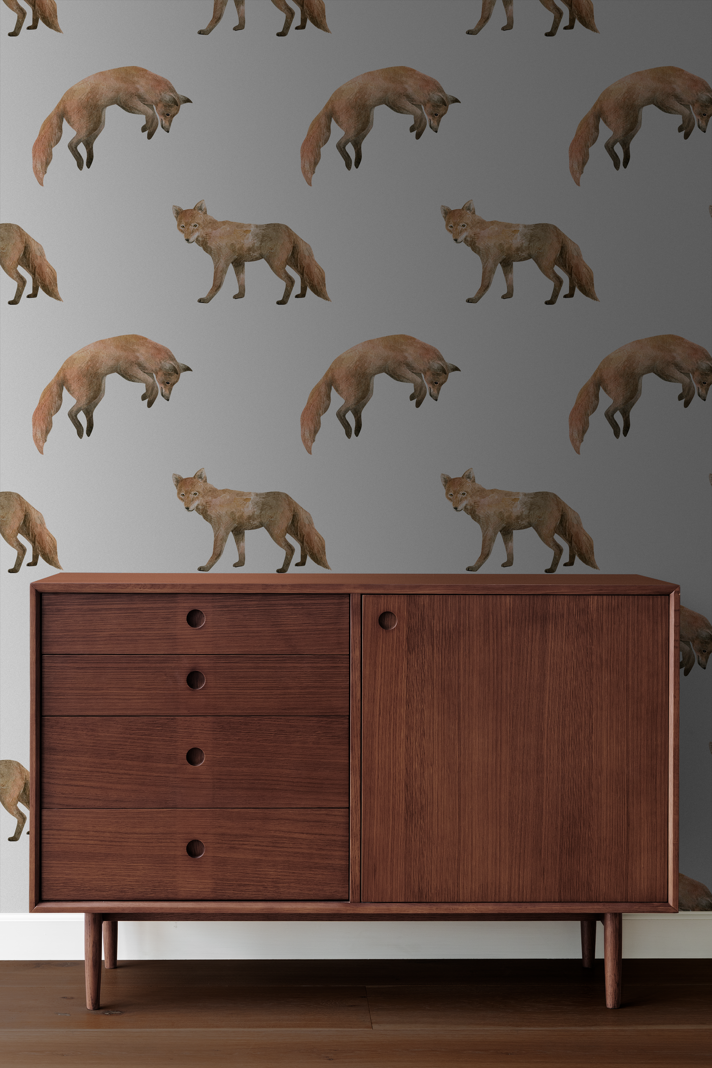 Prairies playful Foxes Wallpaper