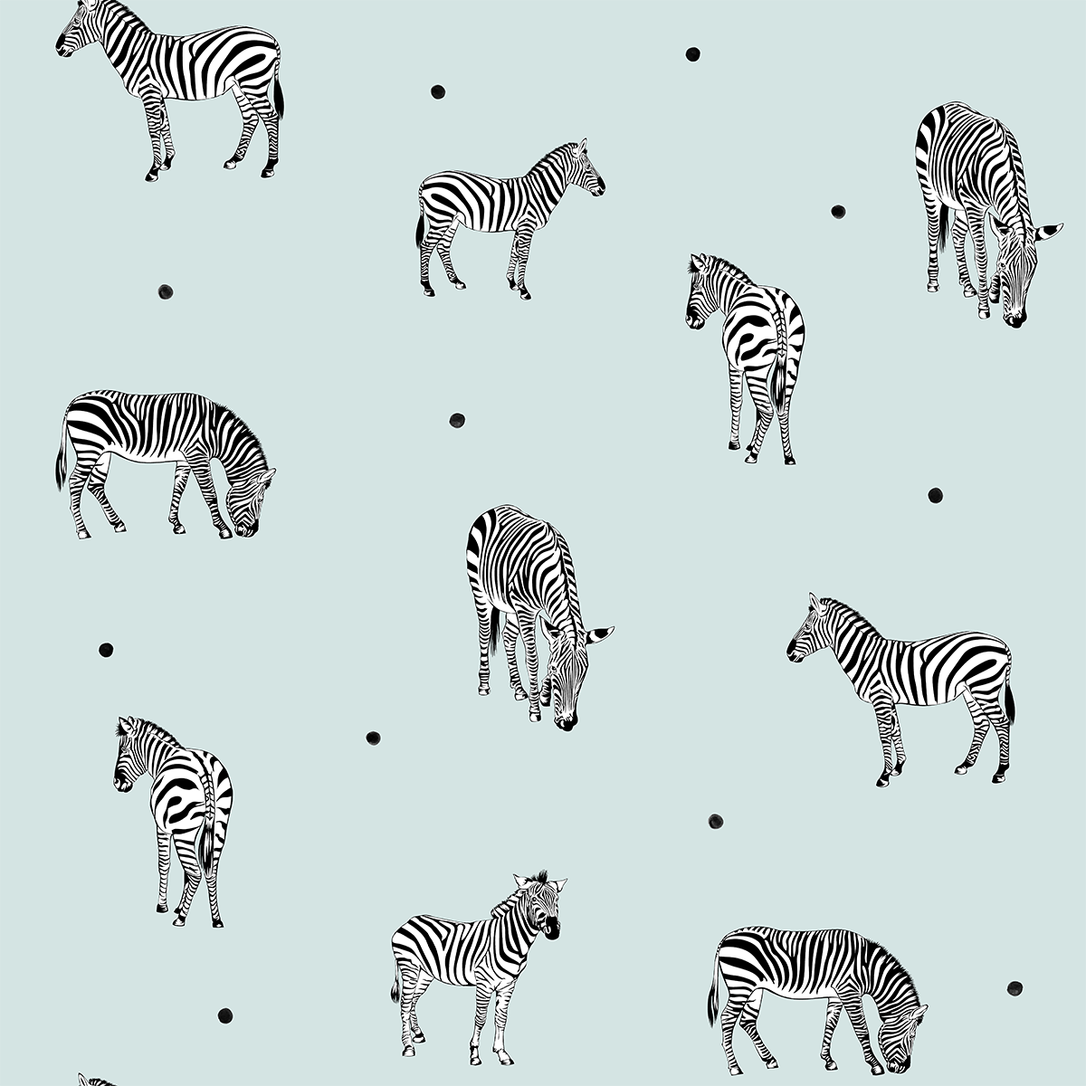 Zebra Elegance Light Blue Wallpaper