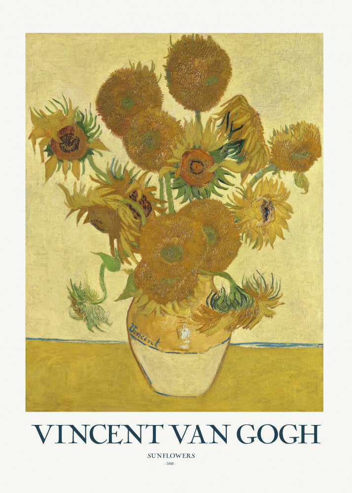 Van Gogh "Sunflowers With Text" Art Print