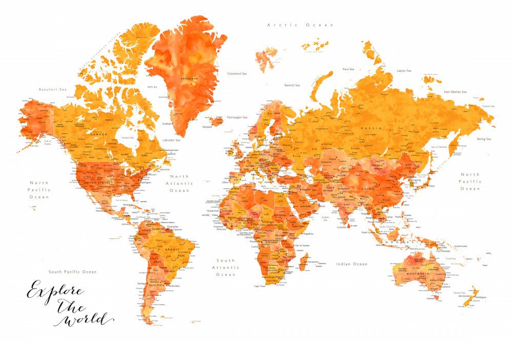 Explore world map with cities, Carlotta