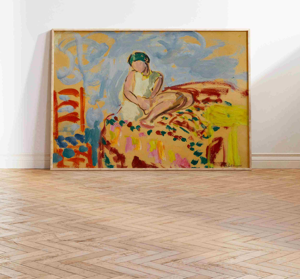 Henri Lebasque "Jeune fille au turban vert assise sur un sofa (circa 1920-1923)"