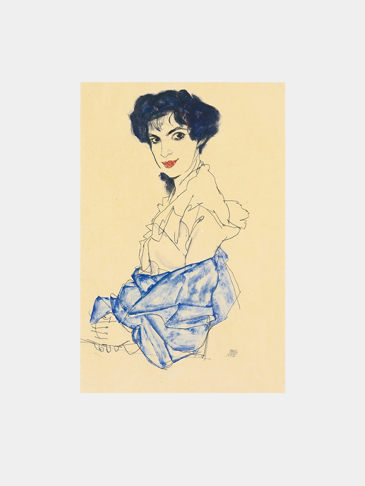 Egon Schiele "Elisabeth Lederer, Seated With Hands Folded (1913)" Art Print