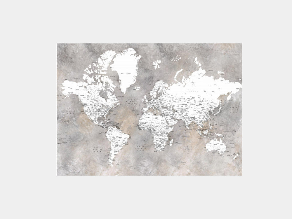 Detailed world map with cities Vali Art Print