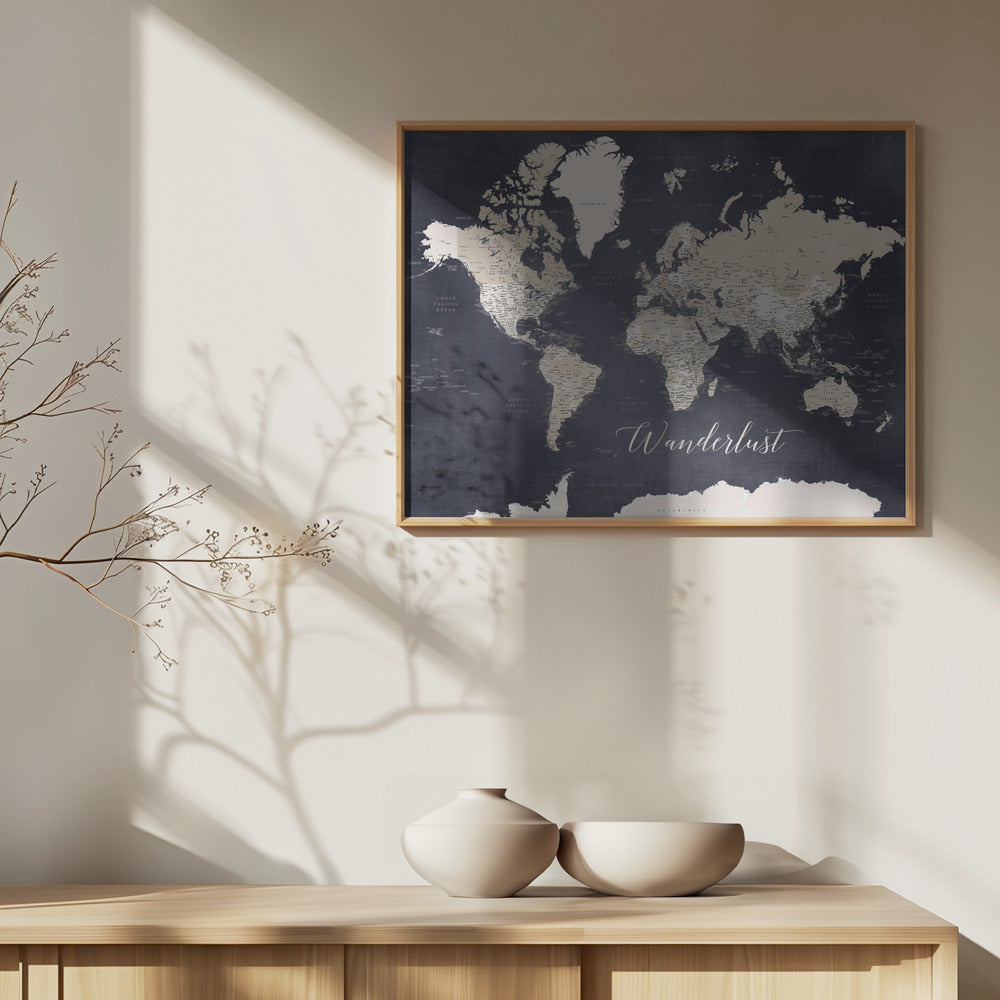 Wanderlust world map Glyn Art Print