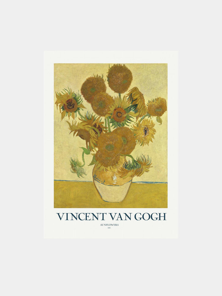 Van Gogh "Sunflowers with Text" Art Print