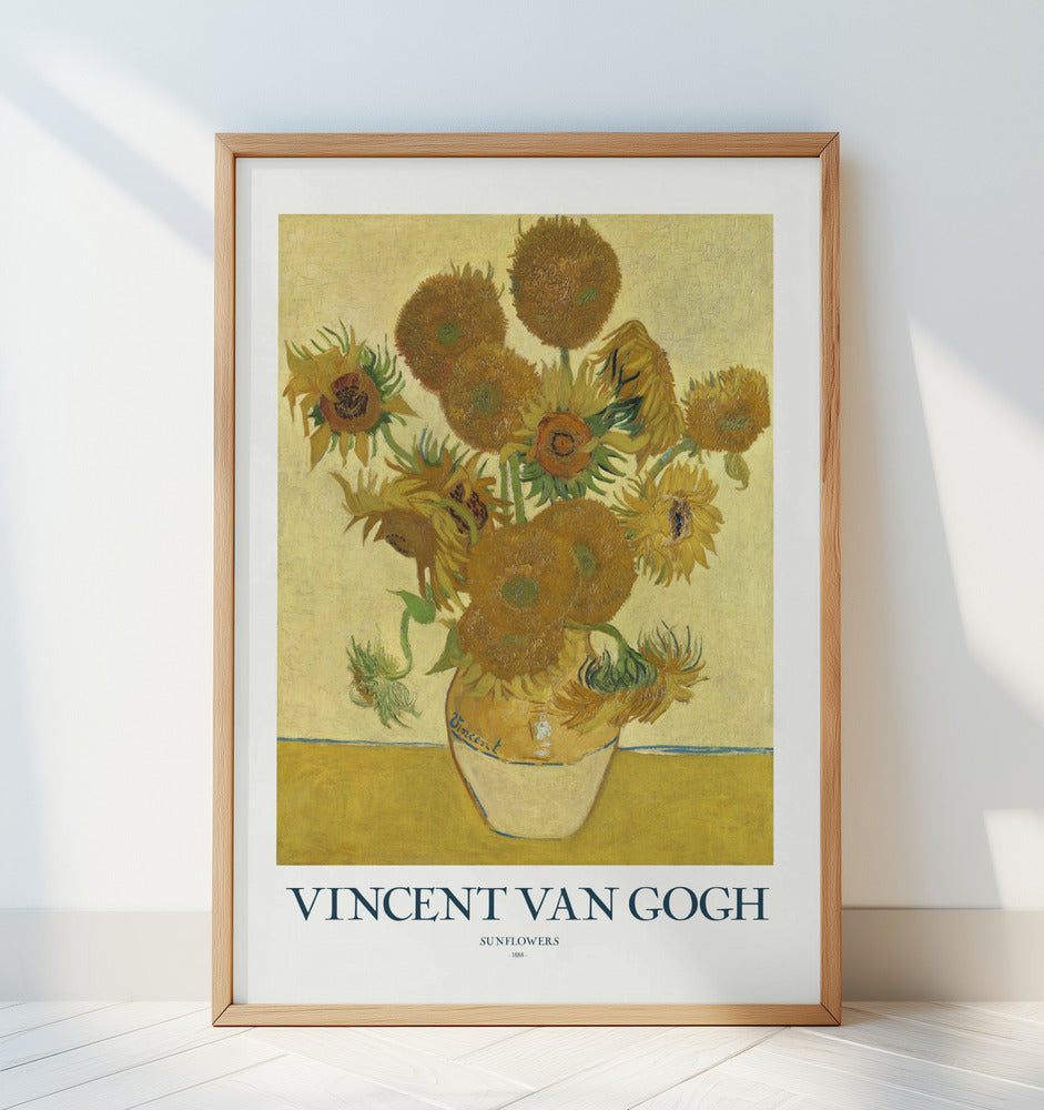 Van Gogh "Sunflowers with Text" Art Print