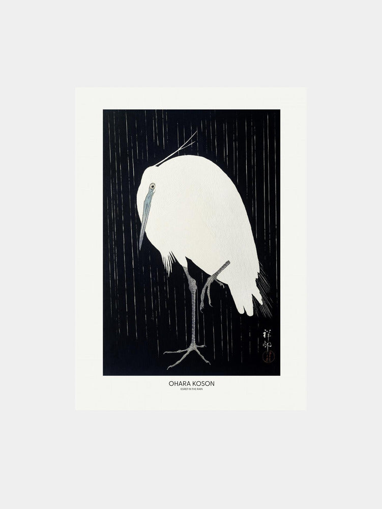 Egret In The Rain Art Print
