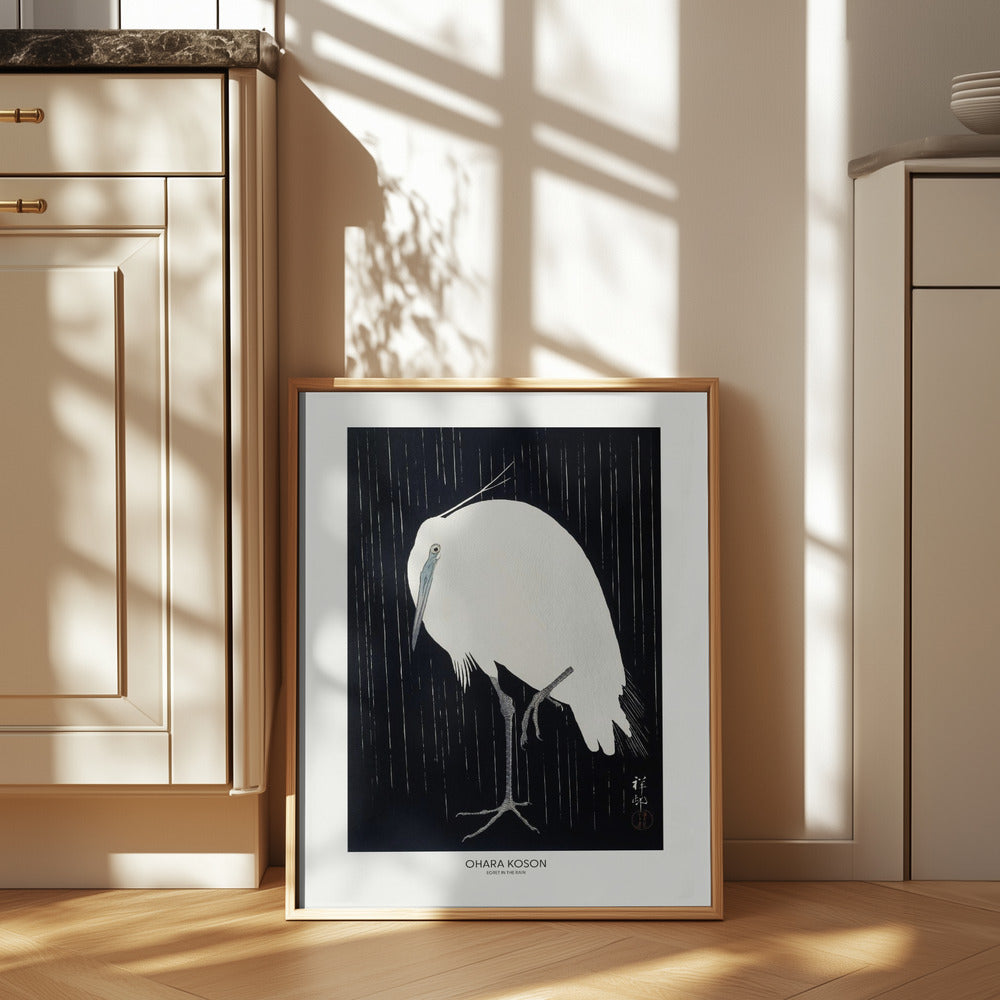 Egret In The Rain Art Print