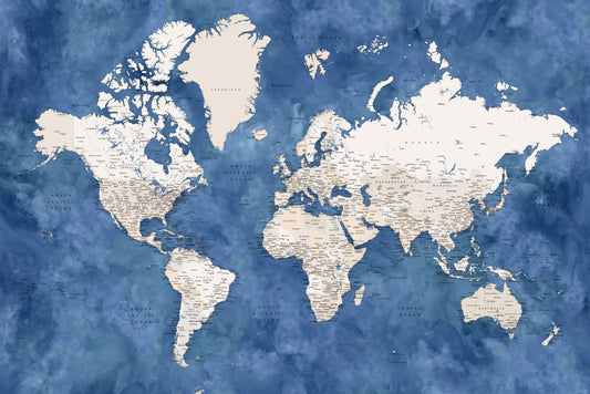 Detailed world map with cities, Sabeen