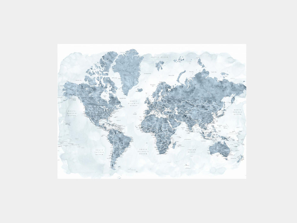 Detailed world map with cities, Jacq Art Print
