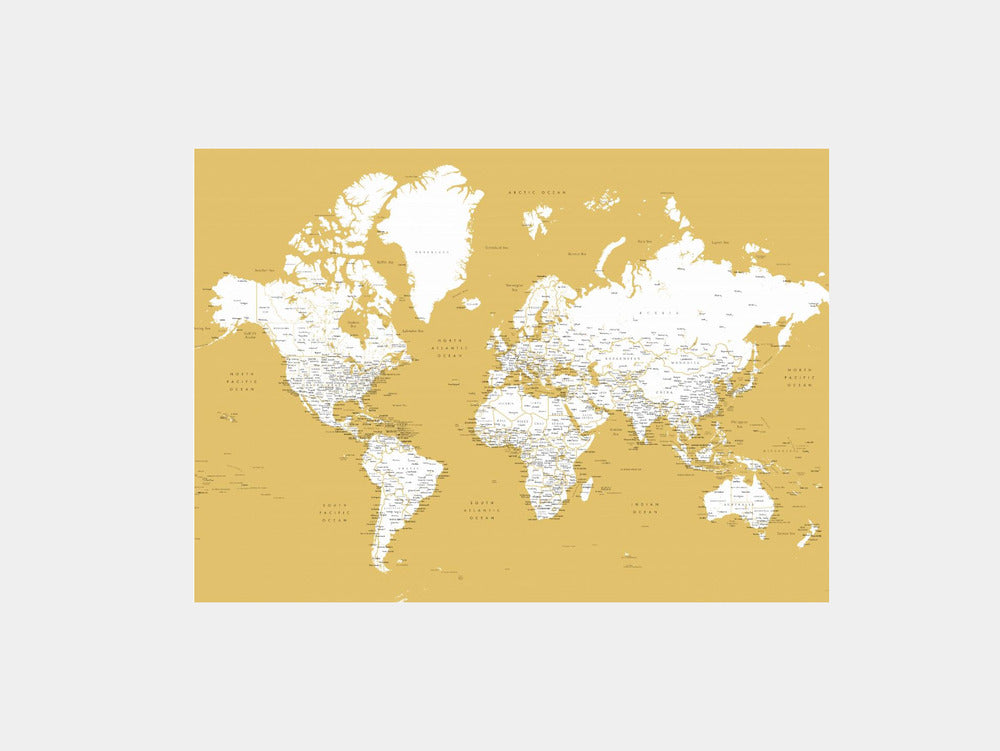 Detailed world map with cities, Andrew Art Print
