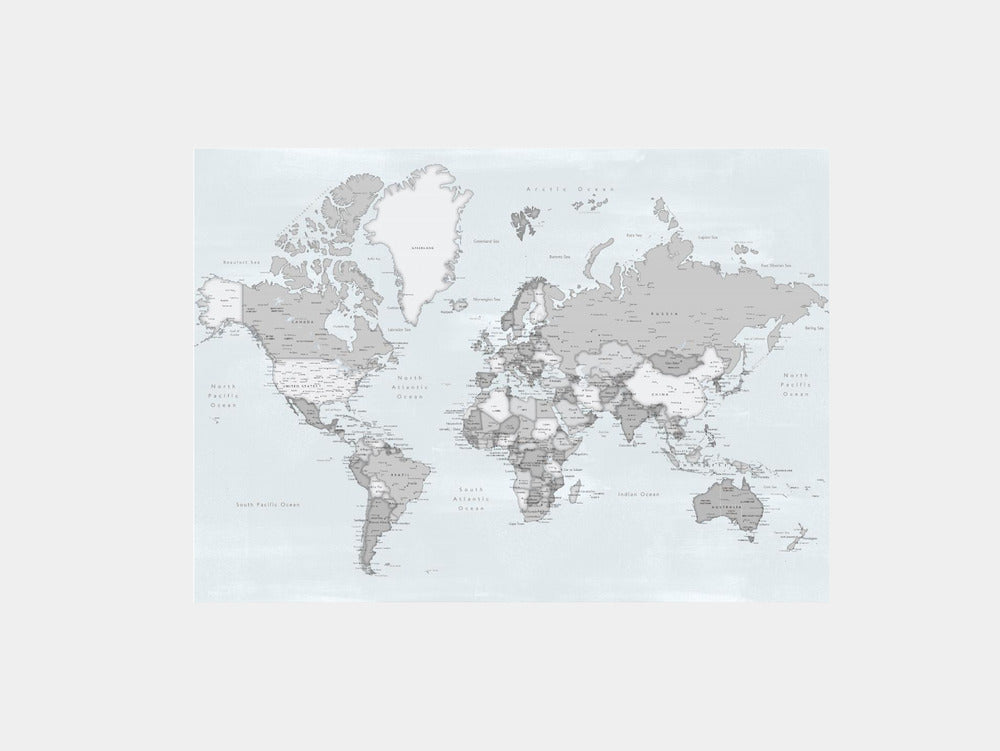 Distressed world map with cities, Darryl Art Print