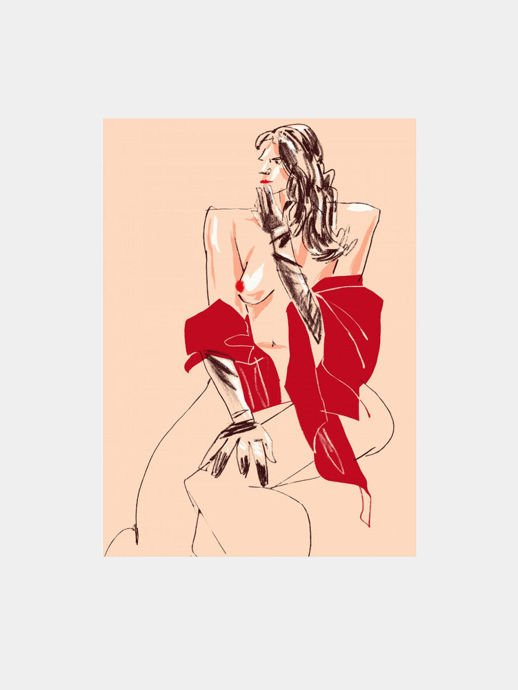 Girl With Gloves Art Print