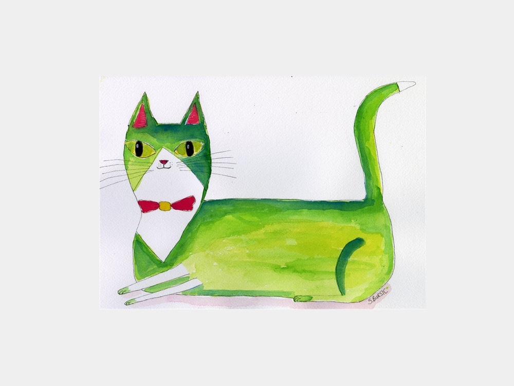 Green Bow Tie Cat