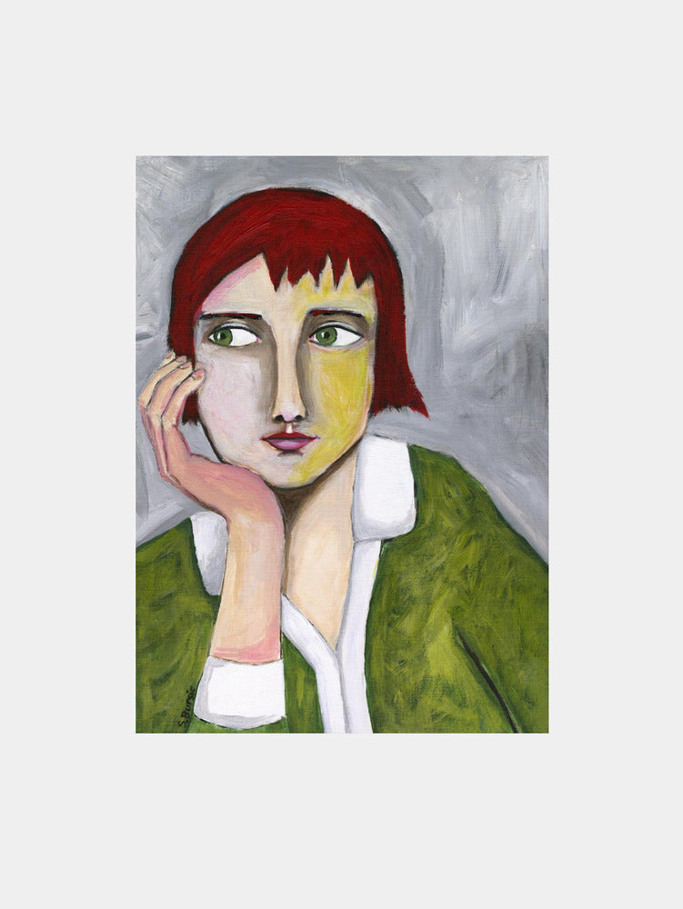 Pensive Red Haired Woman