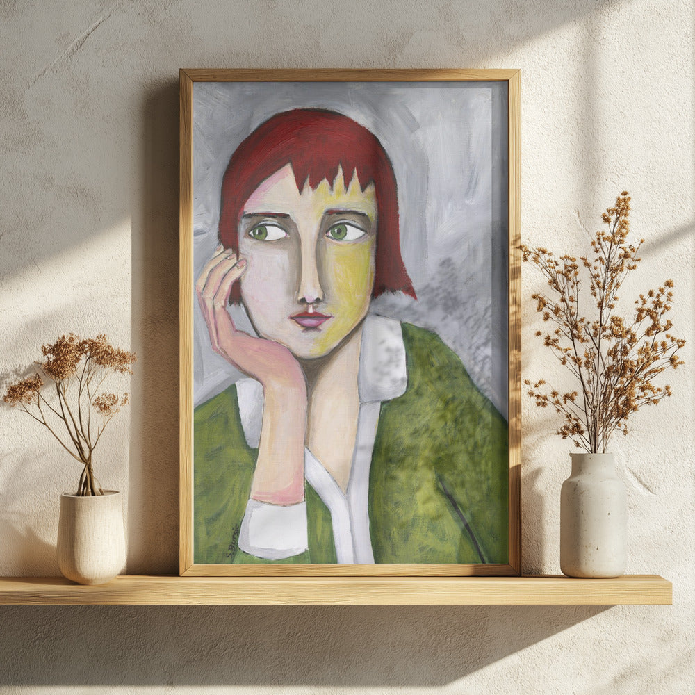 Pensive Red Haired Woman