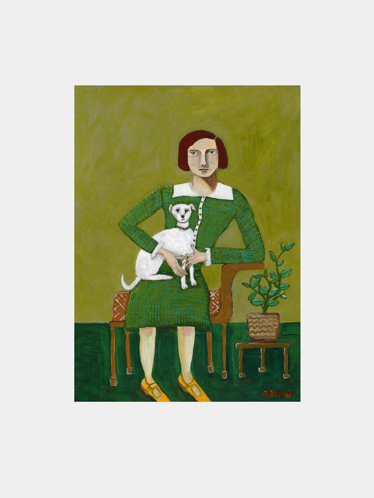Woman with Her White Dog