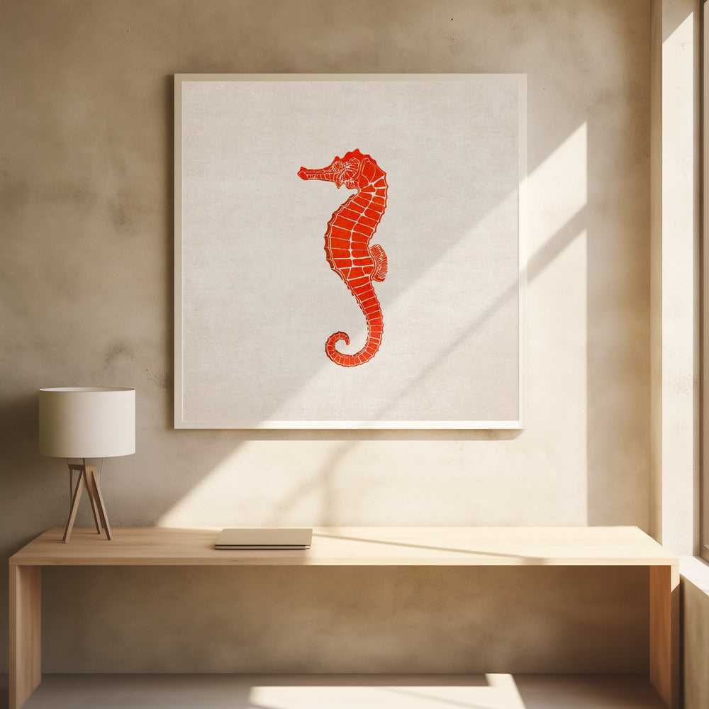 Crimson Seahorse Art Print
