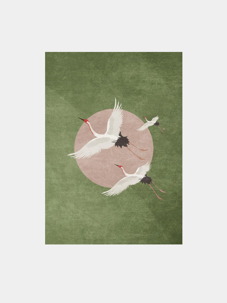 Cranes in Flight Art Print