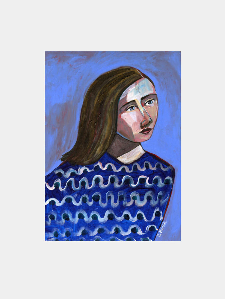 Thoughtful Blue Portrait