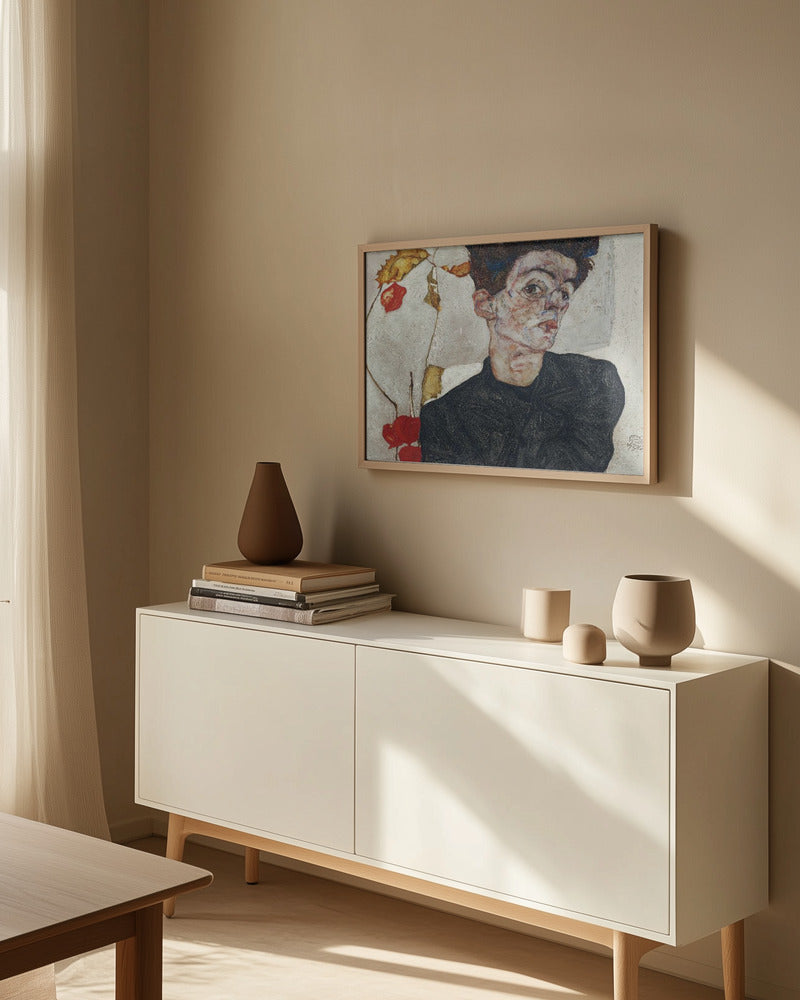 Egon Schiele "Egon Schiele's Self Portrait With Physalis 1912" Art Print
