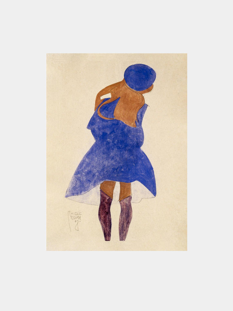Egon Schiele "Standing Girl, Back View 1908" Art Print