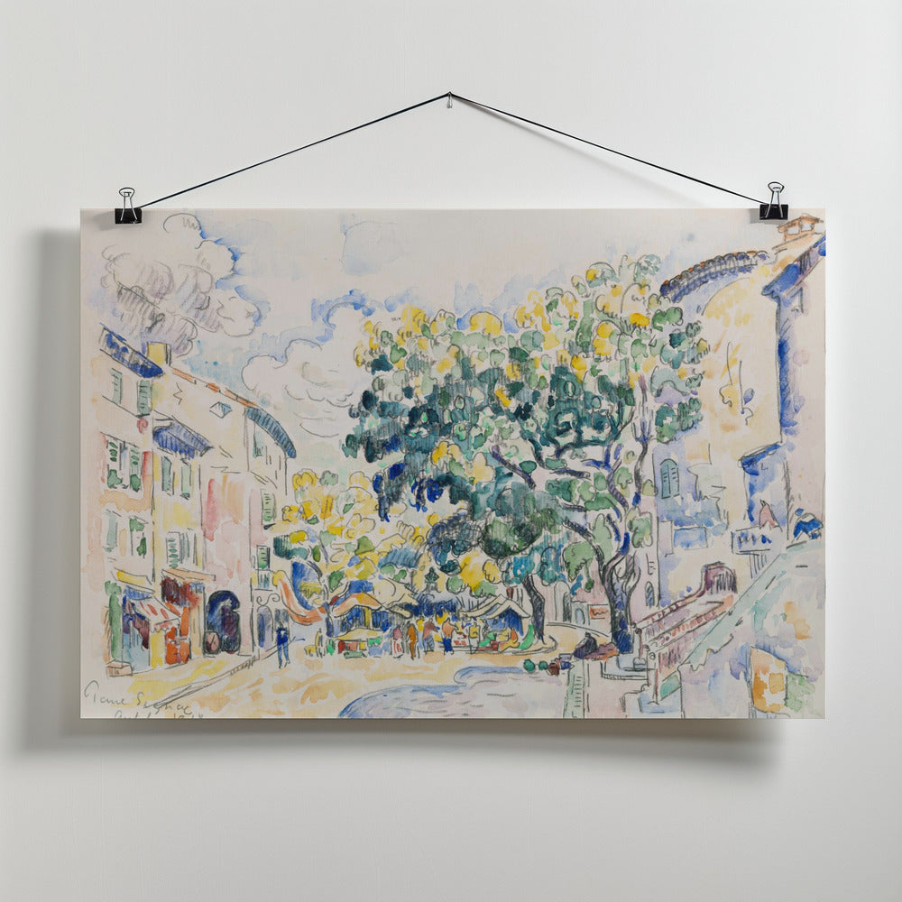 Paul Signac: "Sunlit Village Square" Art Print