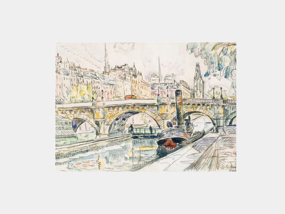 Paul Signac: "Tugboat at the Pont Neuf, Paris (1923)" Art Print