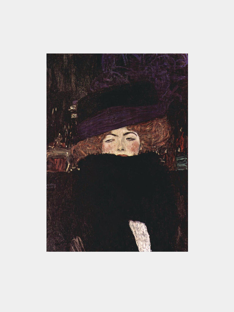Gustav Klimt: "Dame Mit Hut Und Federboa (1909)" Art Print