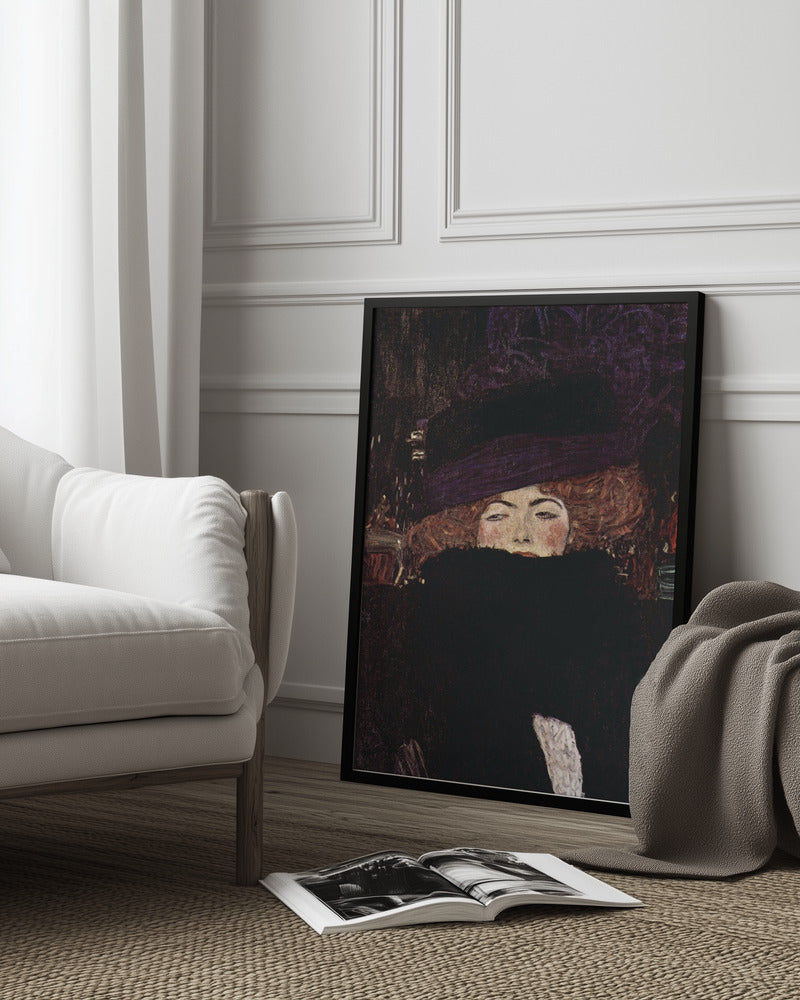 Gustav Klimt: "Dame Mit Hut Und Federboa (1909)" Art Print