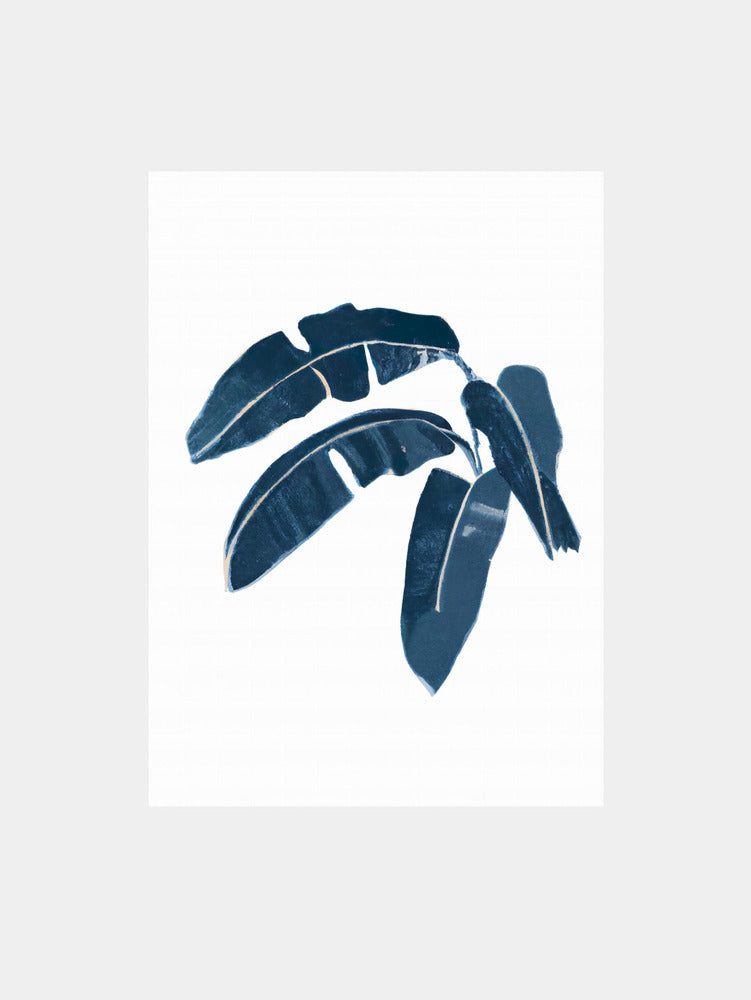 Palm Indigo White Art Print