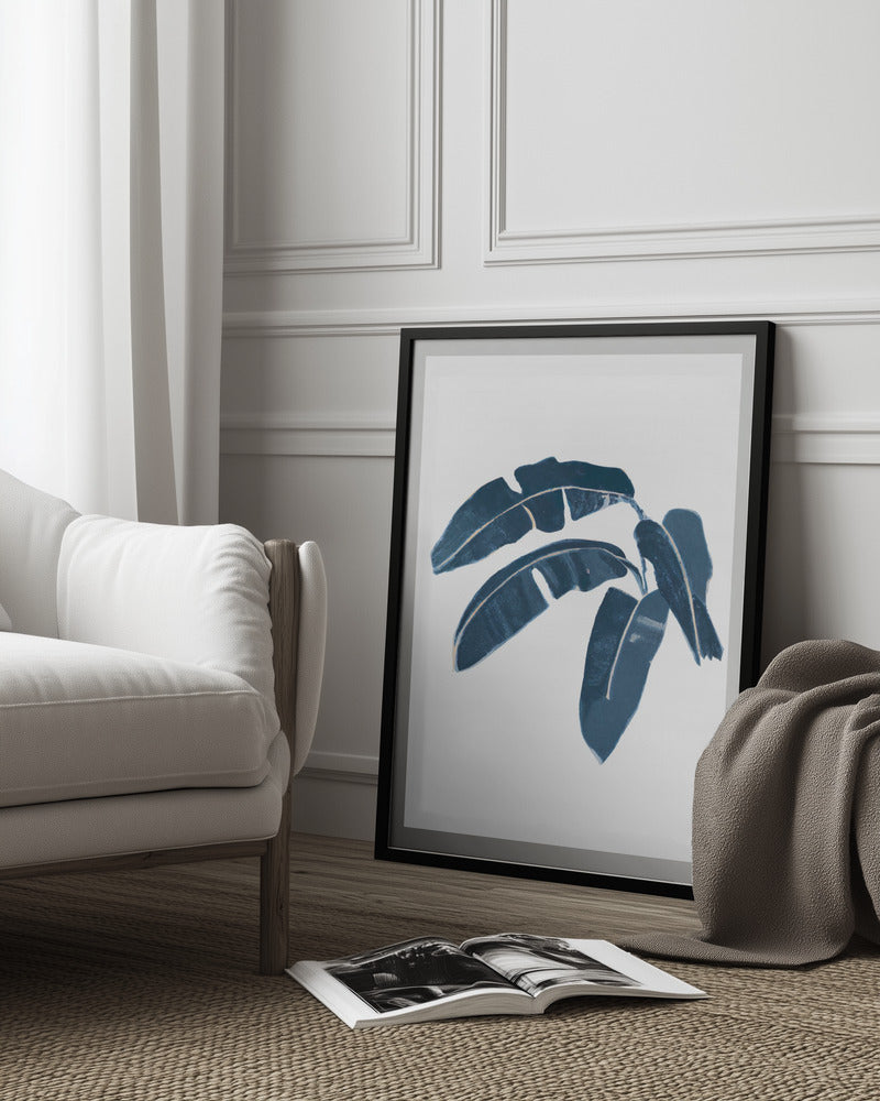 Palm Indigo White Art Print