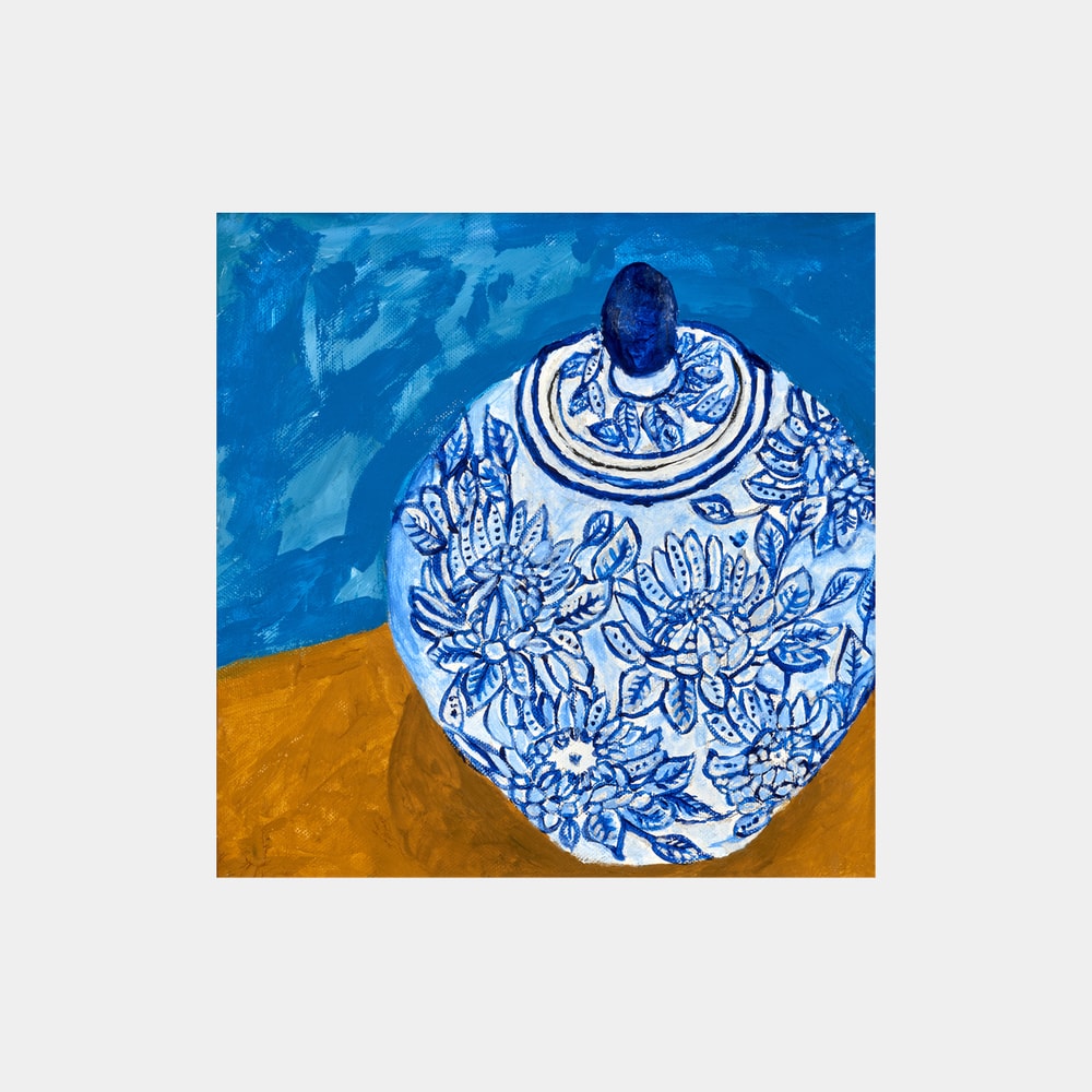 Elegant Blue Floral Jar