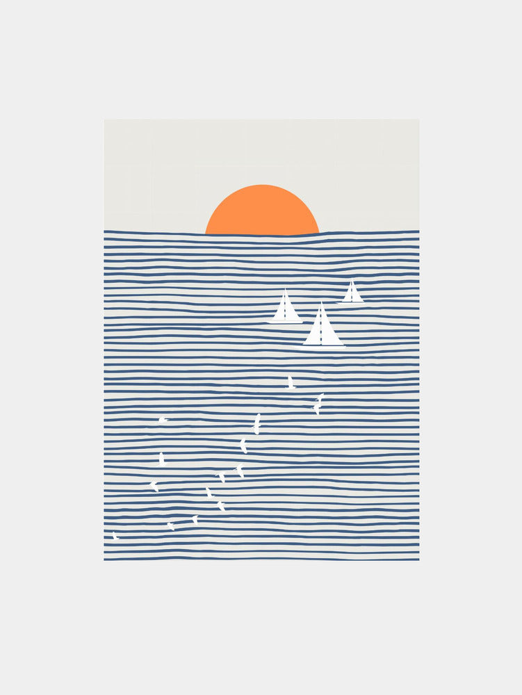 Ocean Sunset Sailboats