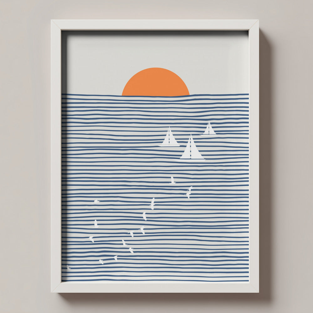 Ocean Sunset Sailboats