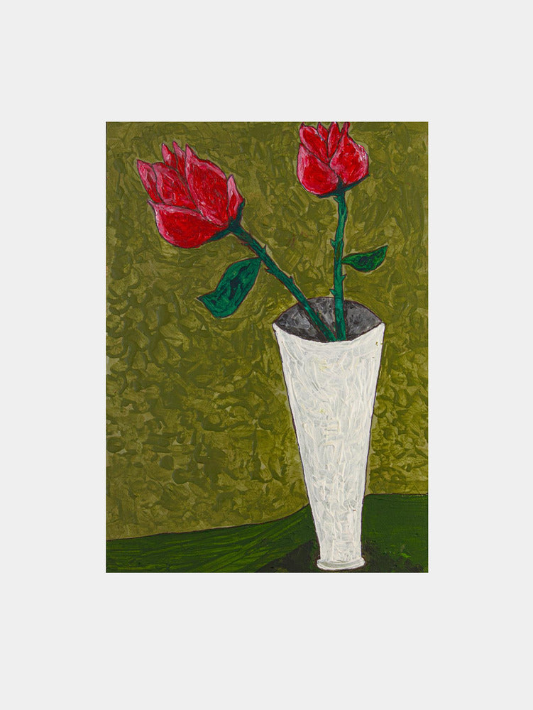 Roses On Green Art Print