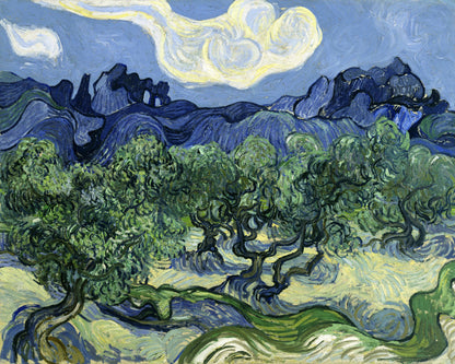 Van Gogh "Vincent Van Gogh's Olive Trees With the Alpilles In the Background (1889)" Art Print