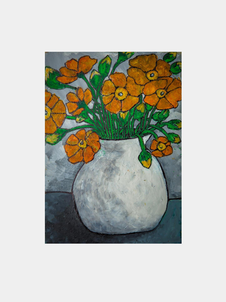 Rustic Orange Flower Vase