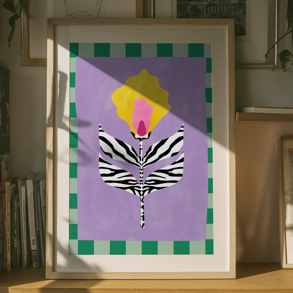 Flower with Zebra Patterned Leaves Art Print
