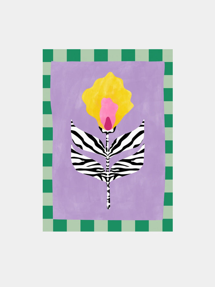 Flower with Zebra Patterned Leaves Art Print