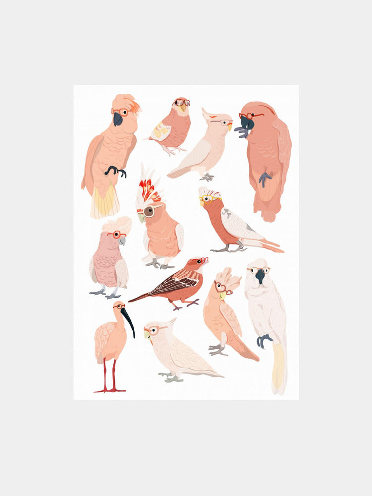 Whimsical Birds with Glasses